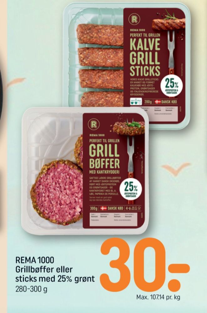Rema 1000, Hakkebøffer med 25% Grønt
