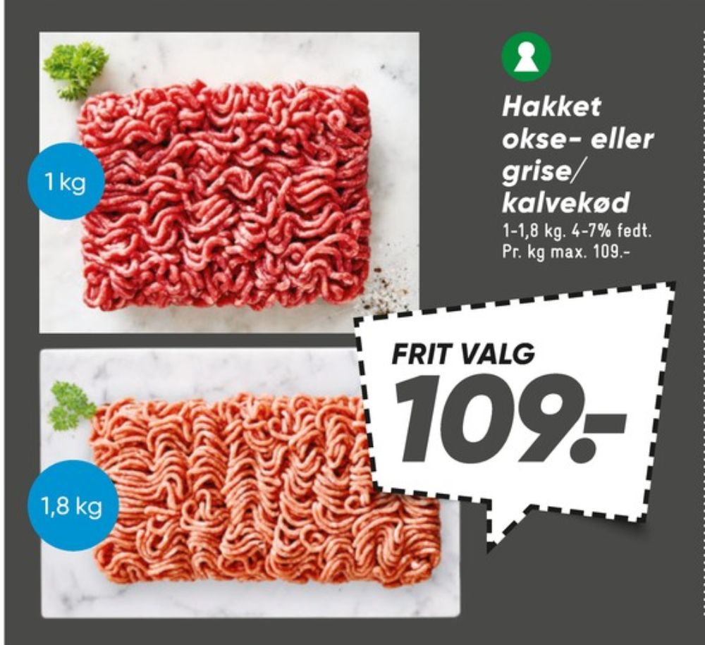 Hakket kalv og grisekød 4-7%