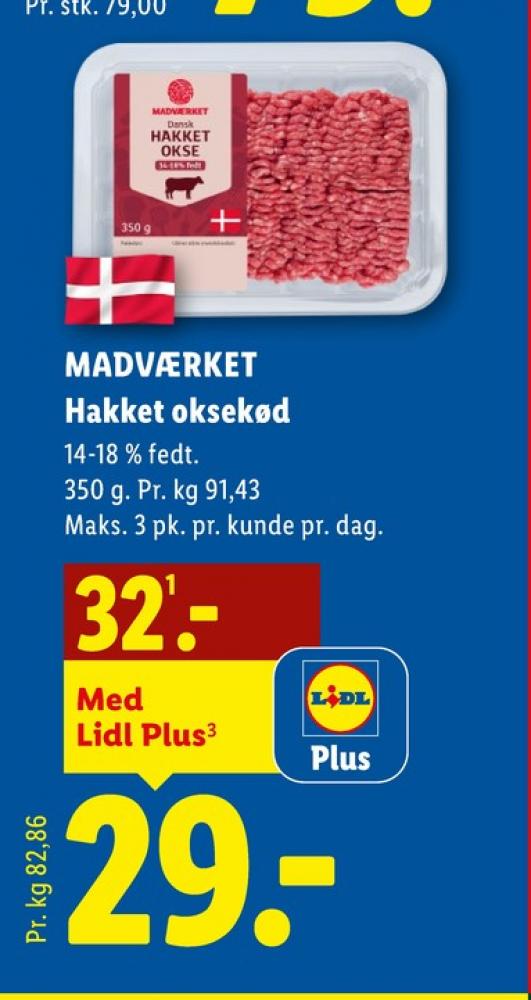 Madværket, Hakket oksekød 14-18%