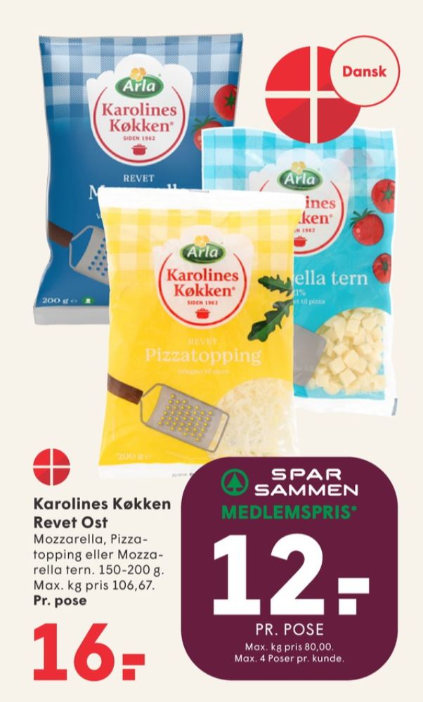 Karolines, Revet ost Pizzatopping