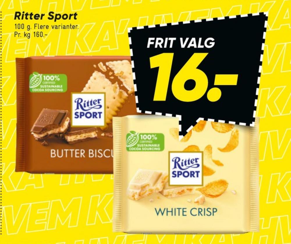 Ritter Sport, Chokoladeplade White + Crisp