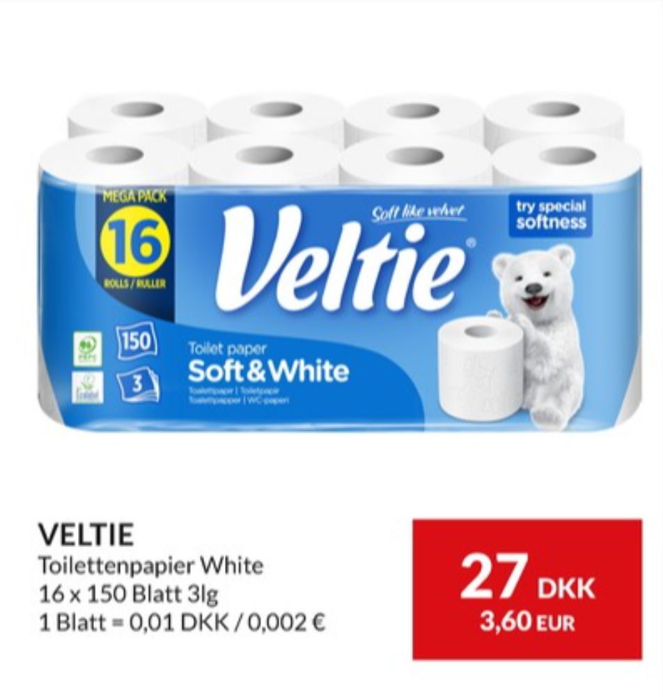 Veltie Soft & White, Toiletpapir