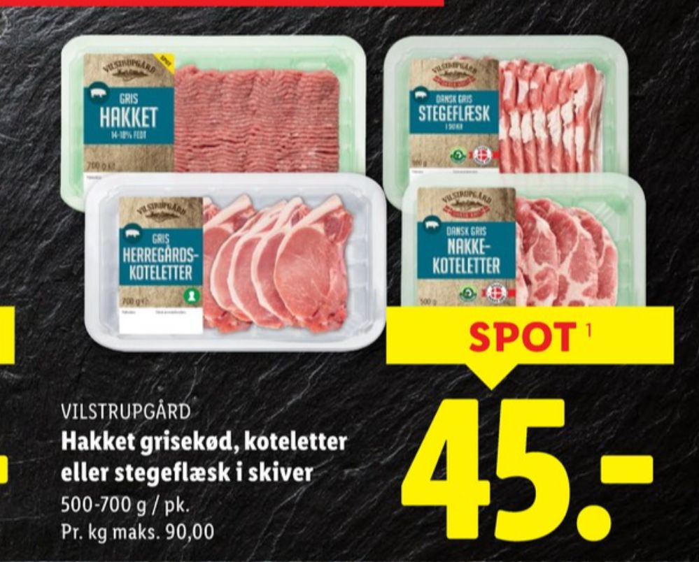 Vilstrupgård, Hakket grisekød 14-18%