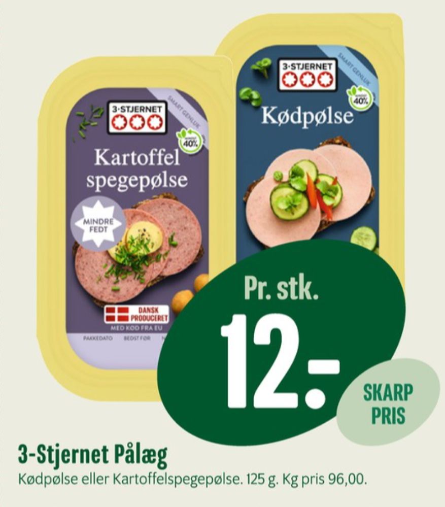 3-stjernet Gul bordpak, Kartoffelspegepølse