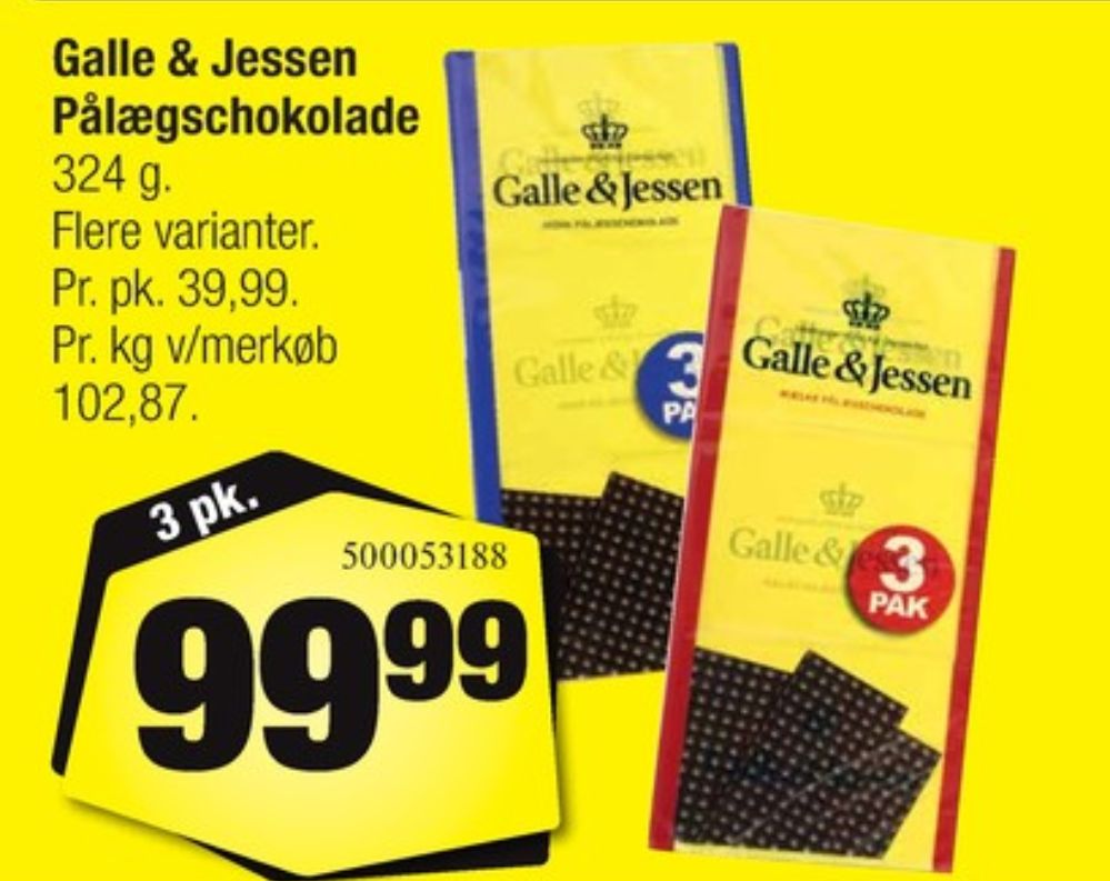 Galle & Jessen, Pålægschokolade Mælk