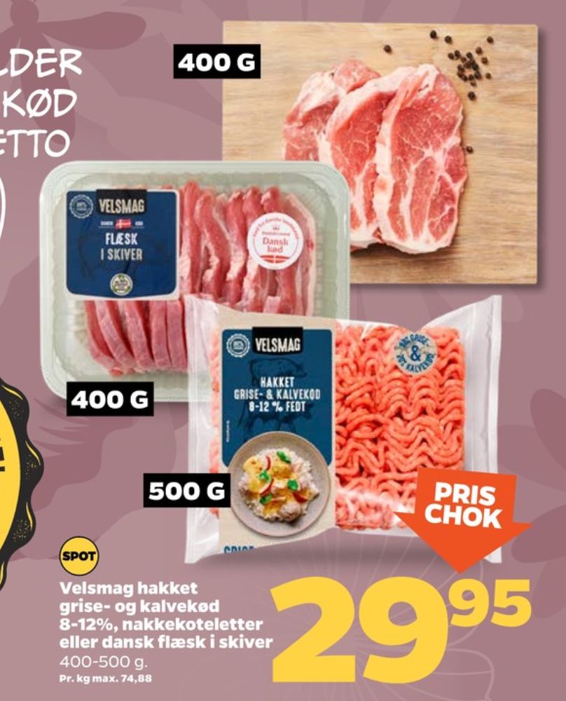 Velsmag, Hakket kalv og grisekød 8-12%