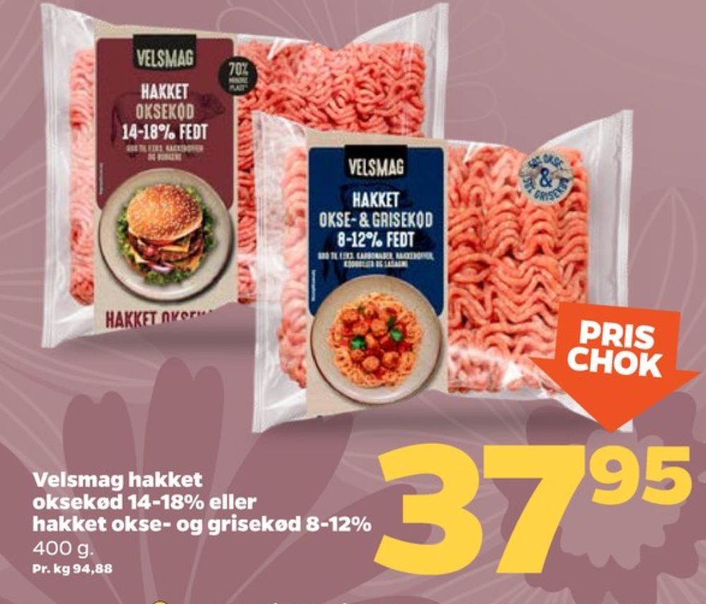 Velsmag, Hakket oksekød 14-18%