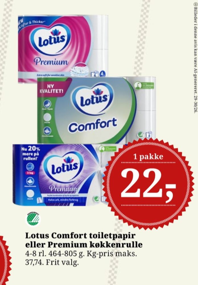 Lotus Comfort, Toiletpapir