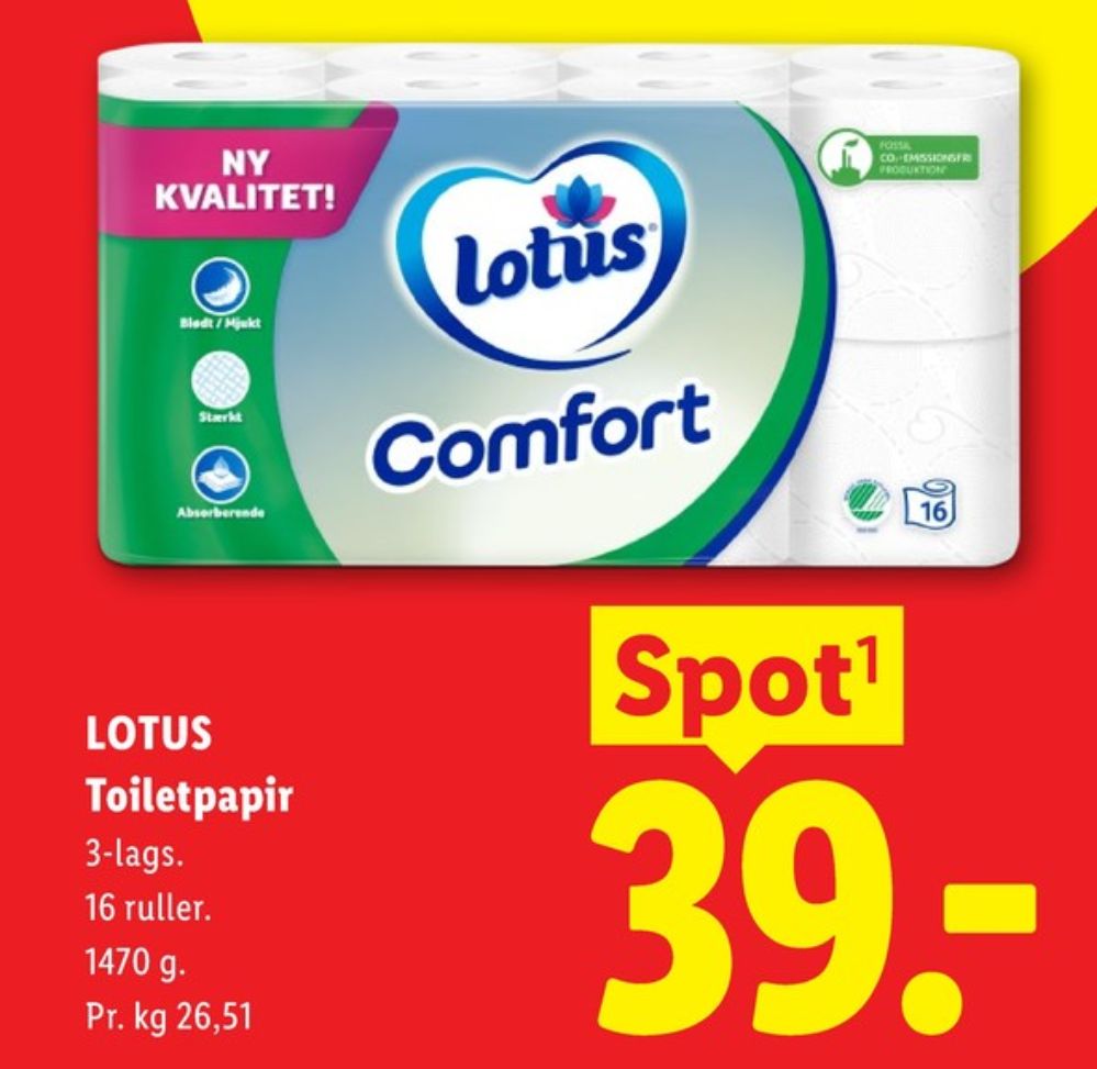 Lotus Comfort, Toiletpapir