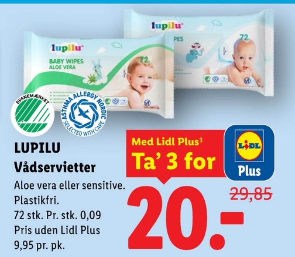 Lupilu, Vådservietter