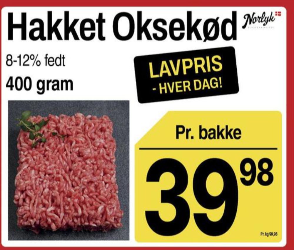 Norlyk Slagter, Hakket oksekød 8-12%