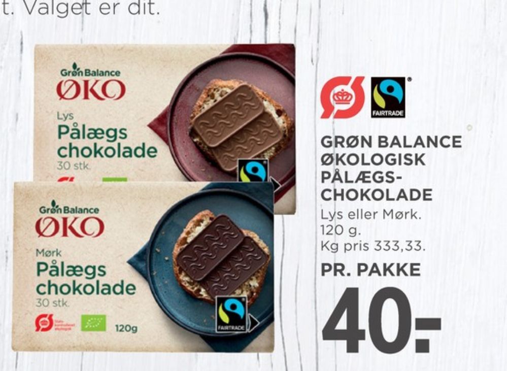 Grøn Balance, Pålægschokolade Mørk