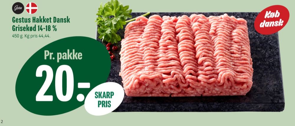Gestus, Hakket grisekød 14-18%