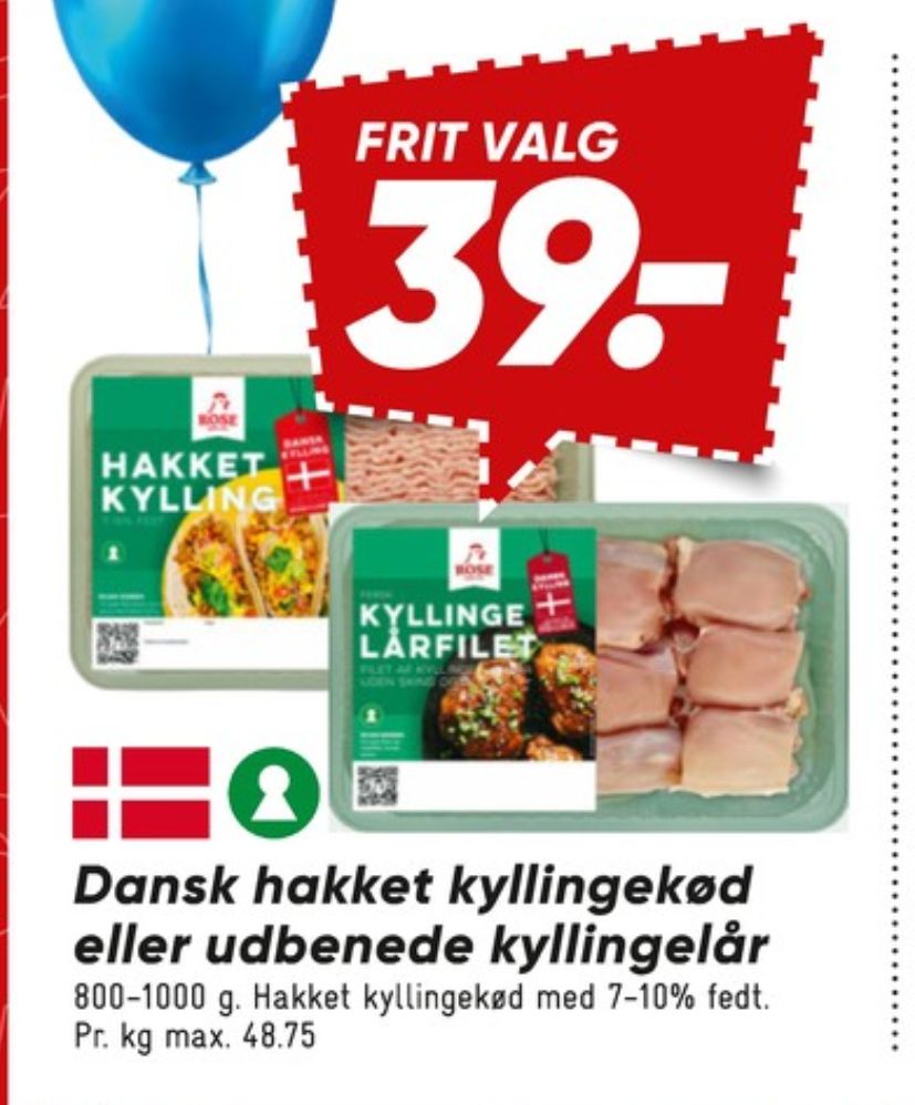 Rose, Hakket kylling 7-10%
