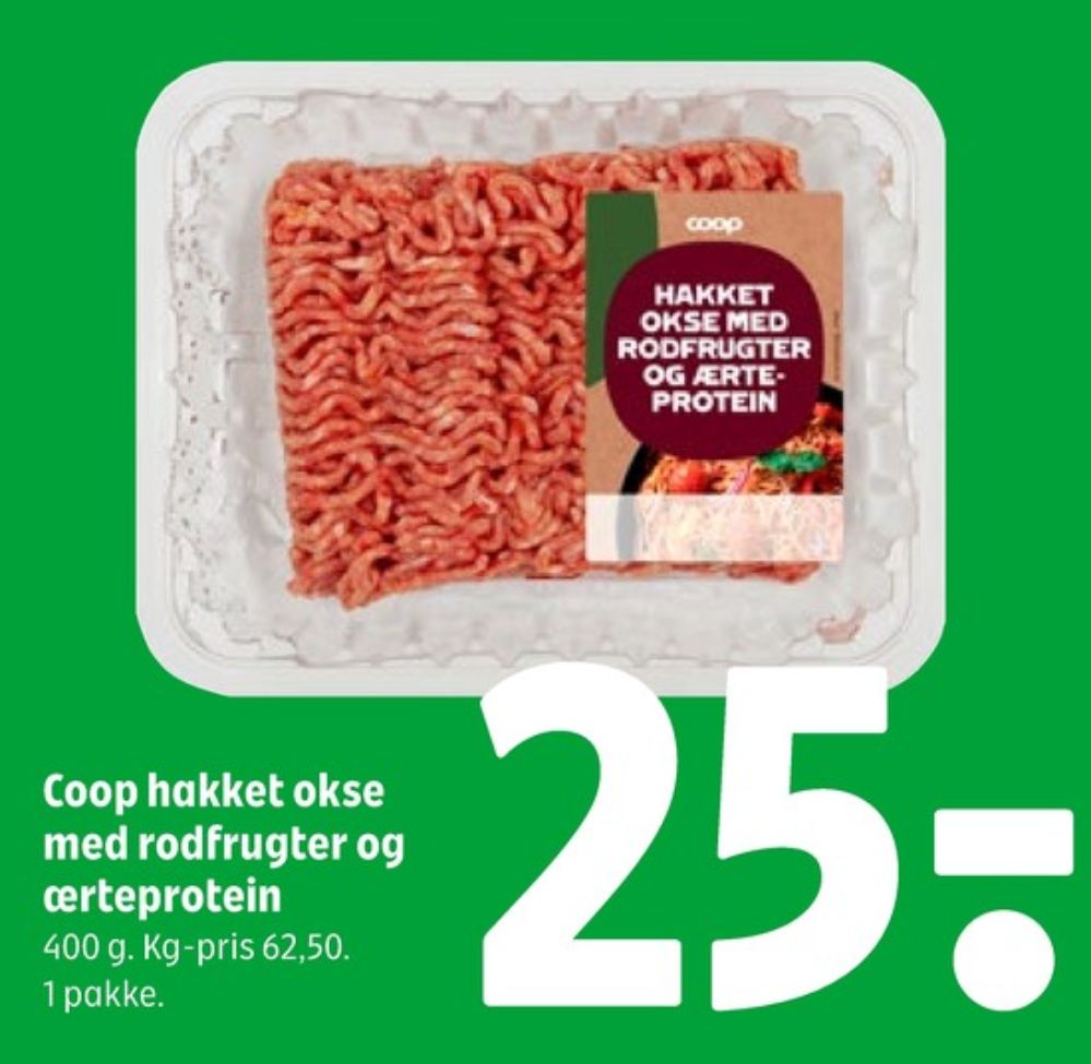 Coop, Hakket oksekød med rodfrugter & ærteprotein