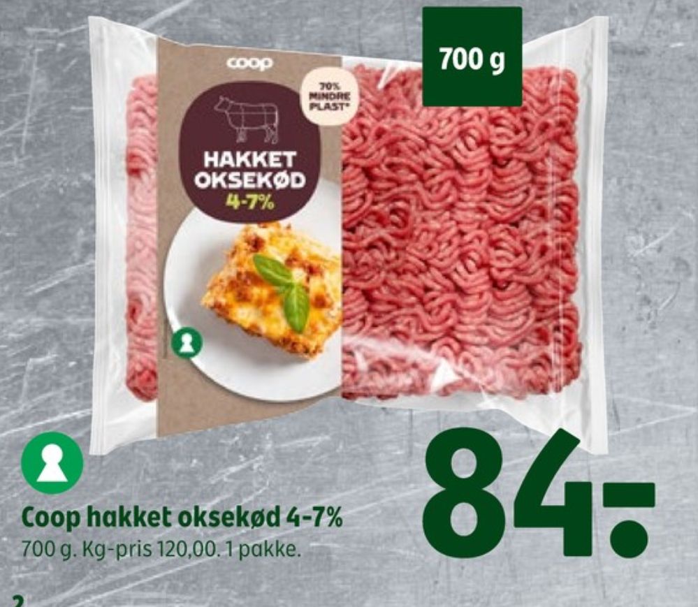 Coop, Hakket oksekød 4-7%