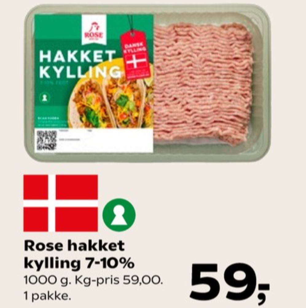 Rose, Hakket kylling 7-10%