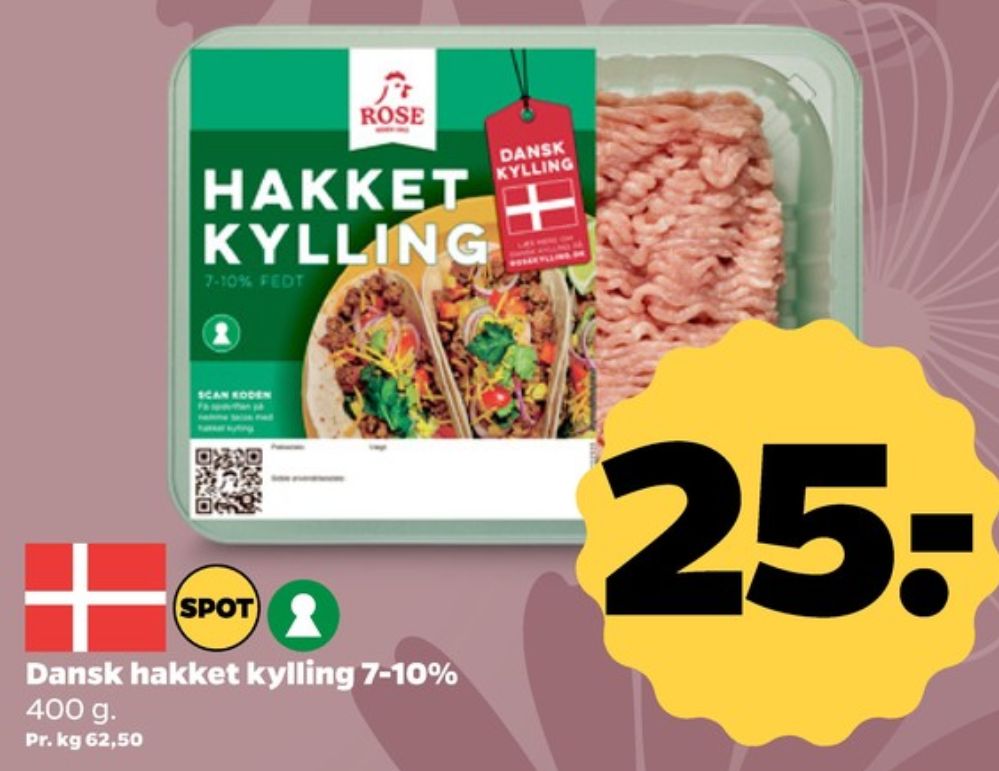 Rose, Hakket kylling 7-10%