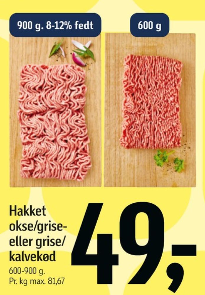 Hakket grisekød 8-12%