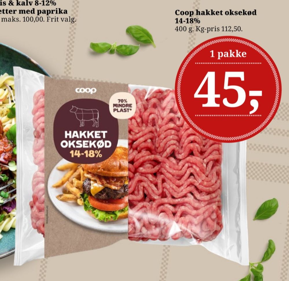 Coop, Hakket oksekød 14-18%