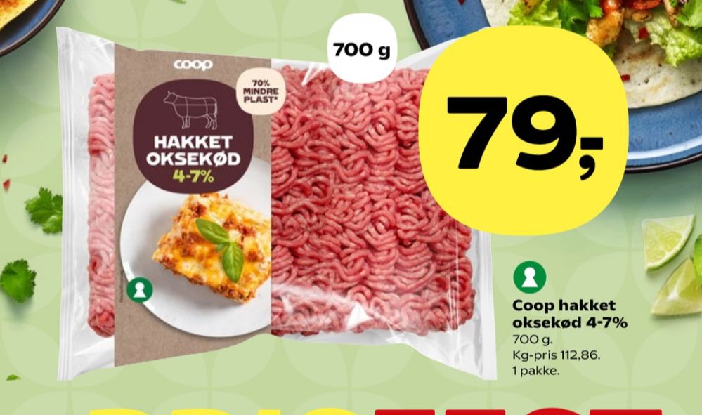 Coop, Hakket oksekød 4-7%