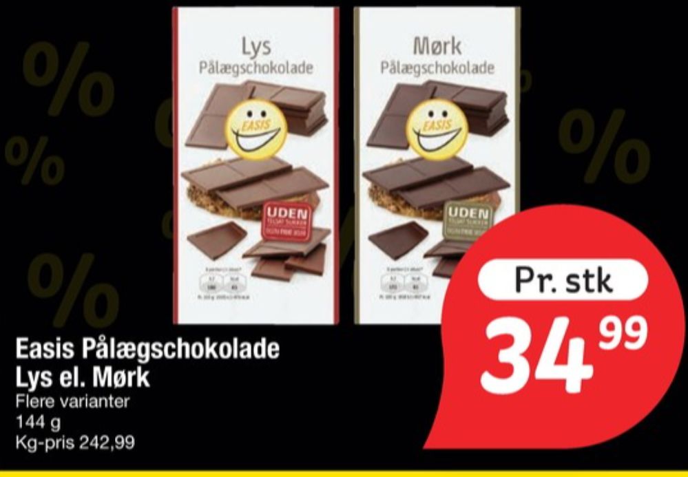 Easis, Pålægschokolade Lys