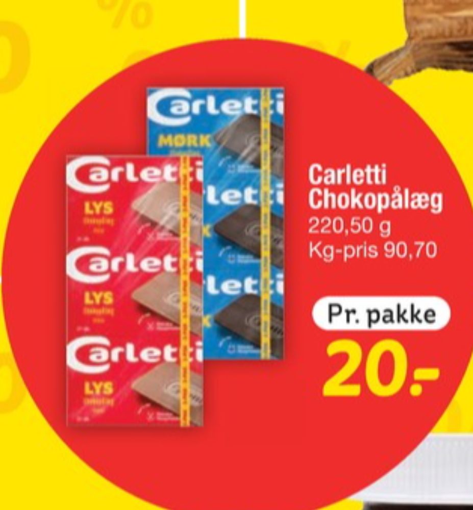 Carletti Den Mørke, Pålægschokolade Mørk