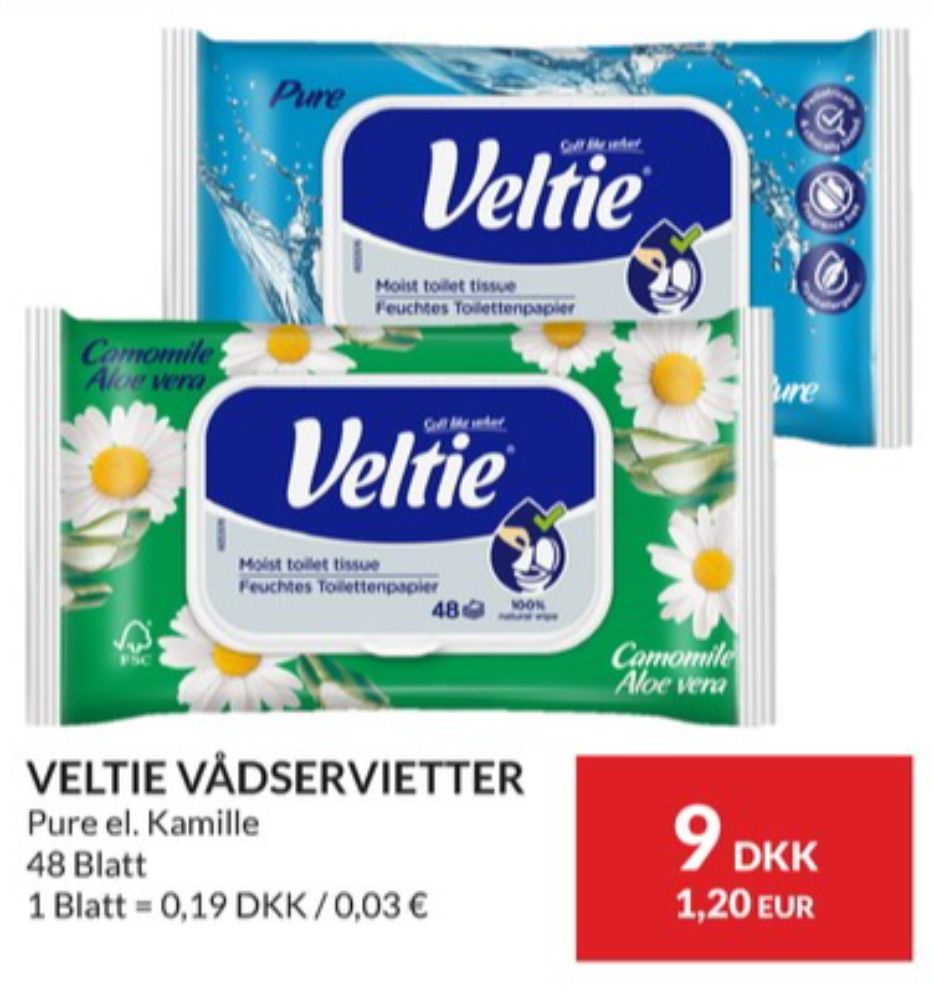 Veltie, Fugtigt toiletpapir