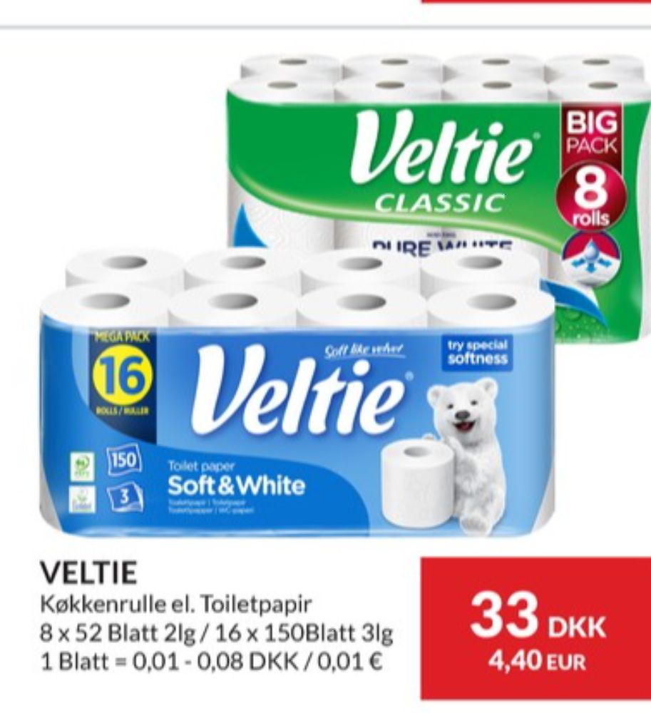 Veltie, Toiletpapir