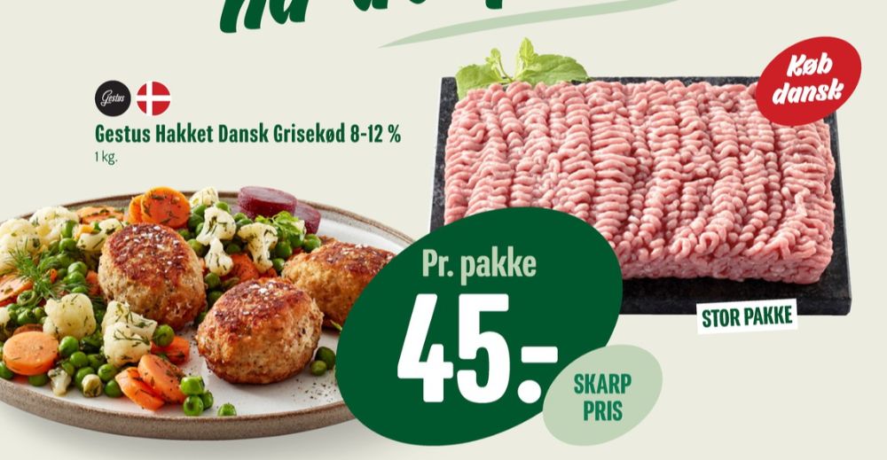 Gestus, Hakket grisekød 8-12%