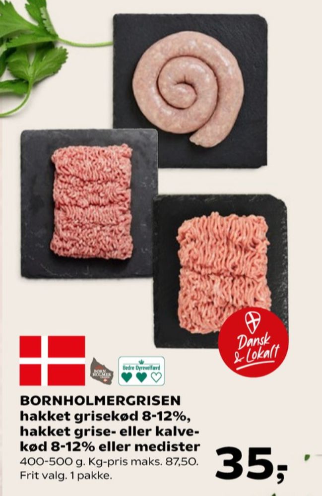 Bornholmergrisen, Hakket kalv og grisekød 8-12%