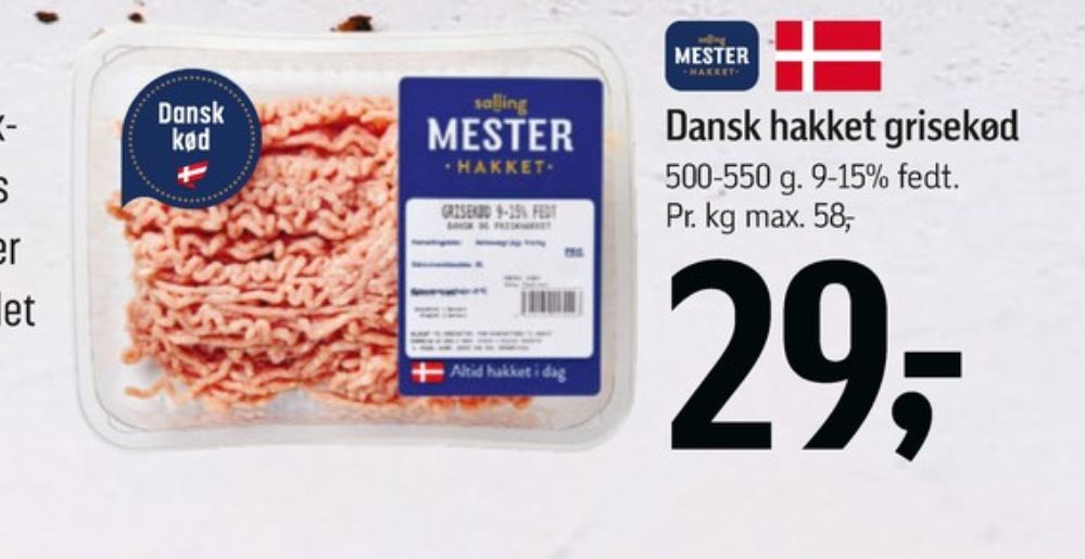 Salling Mester Hakket, Hakket grisekød 9-15%