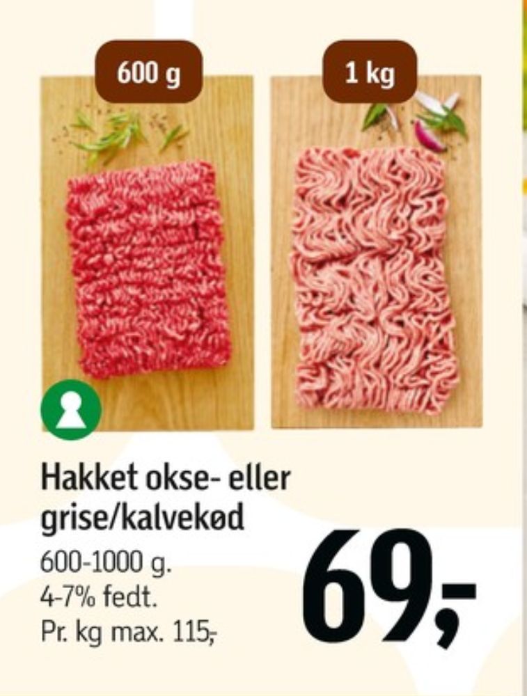 Hakket kalv og grisekød 4-7%