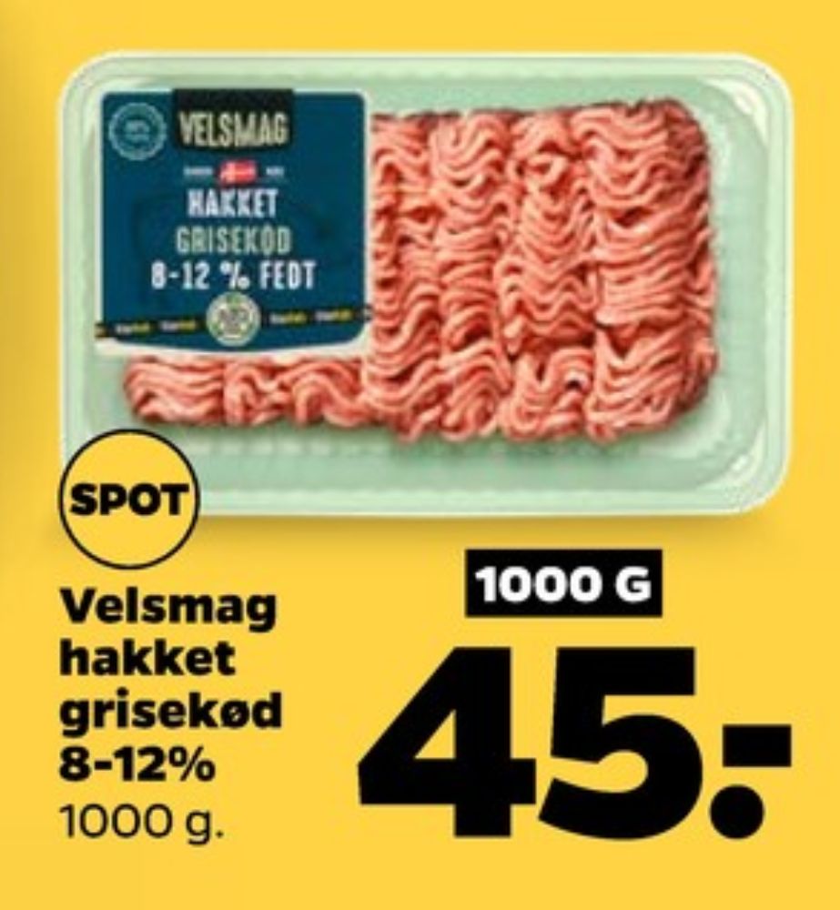 Velsmag, Hakket grisekød 8-12%