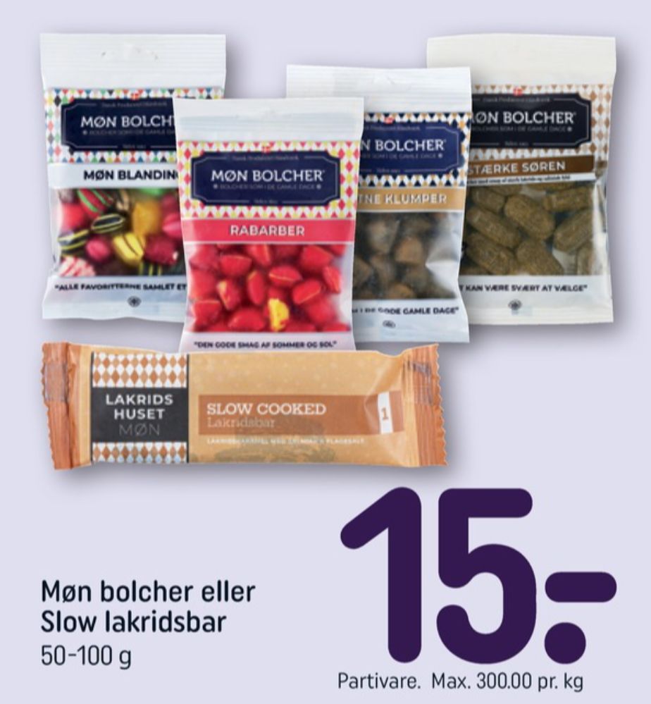 Møn Bolcher Møn Blanding, Bolsjer