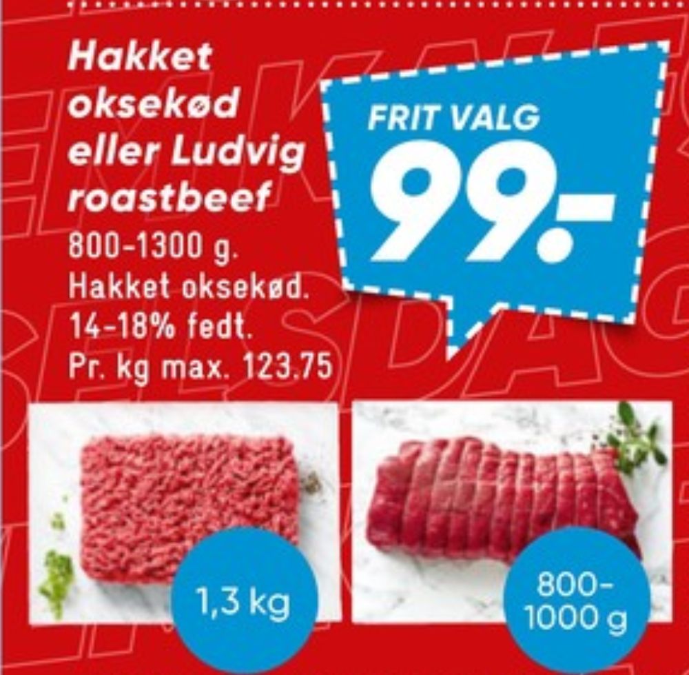 Hakket oksekød 14-18%