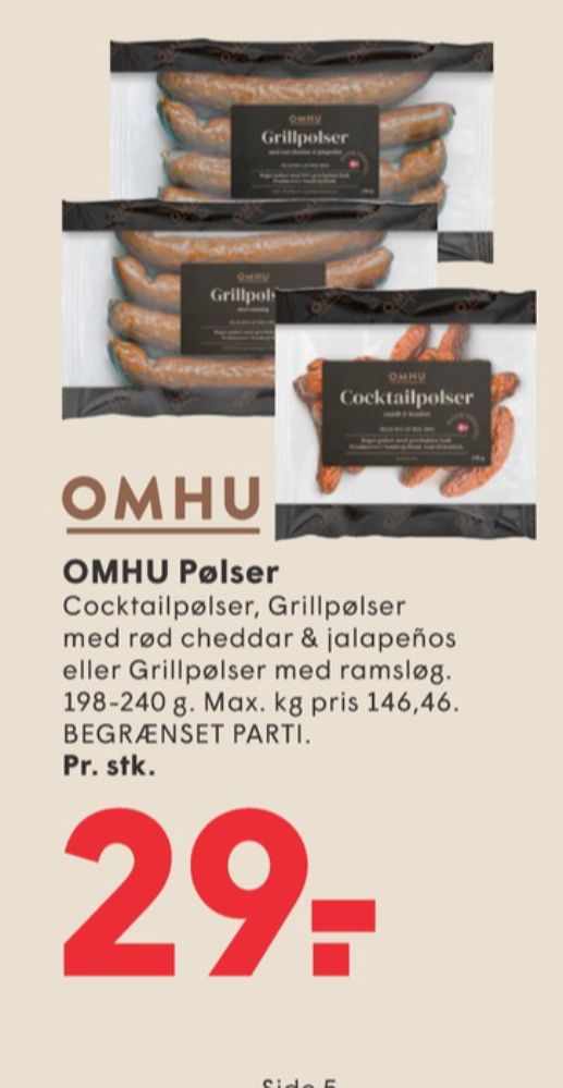 OMHU, Grillpølser med Cheddar & Jalapenos