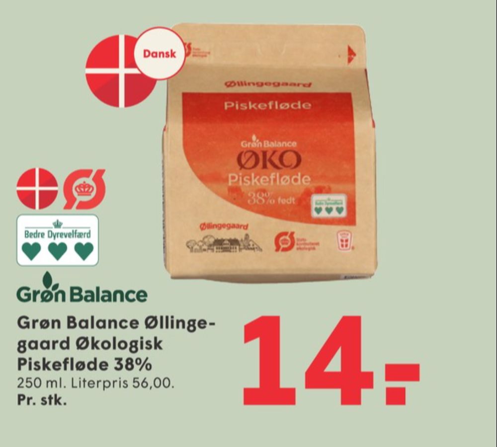 Grøn Balance Øllingegaard, Piskefløde 38%