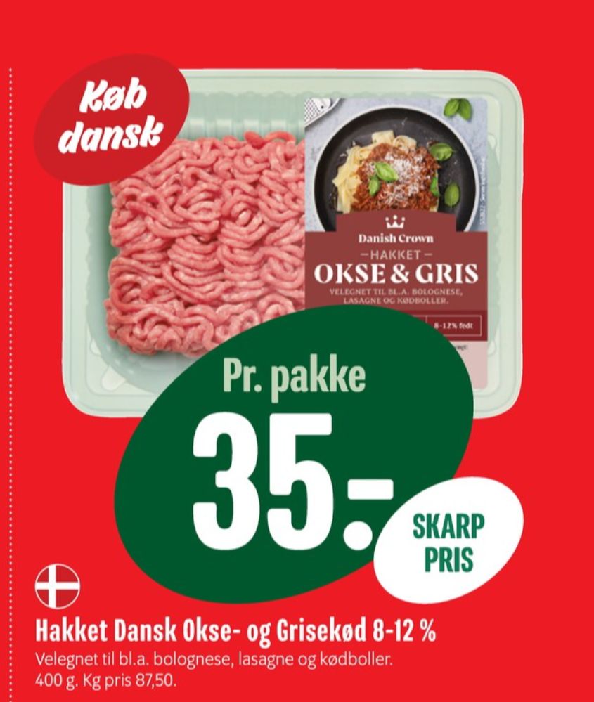 Danish Crown, Hakket Okse & Grisekød 8-12%