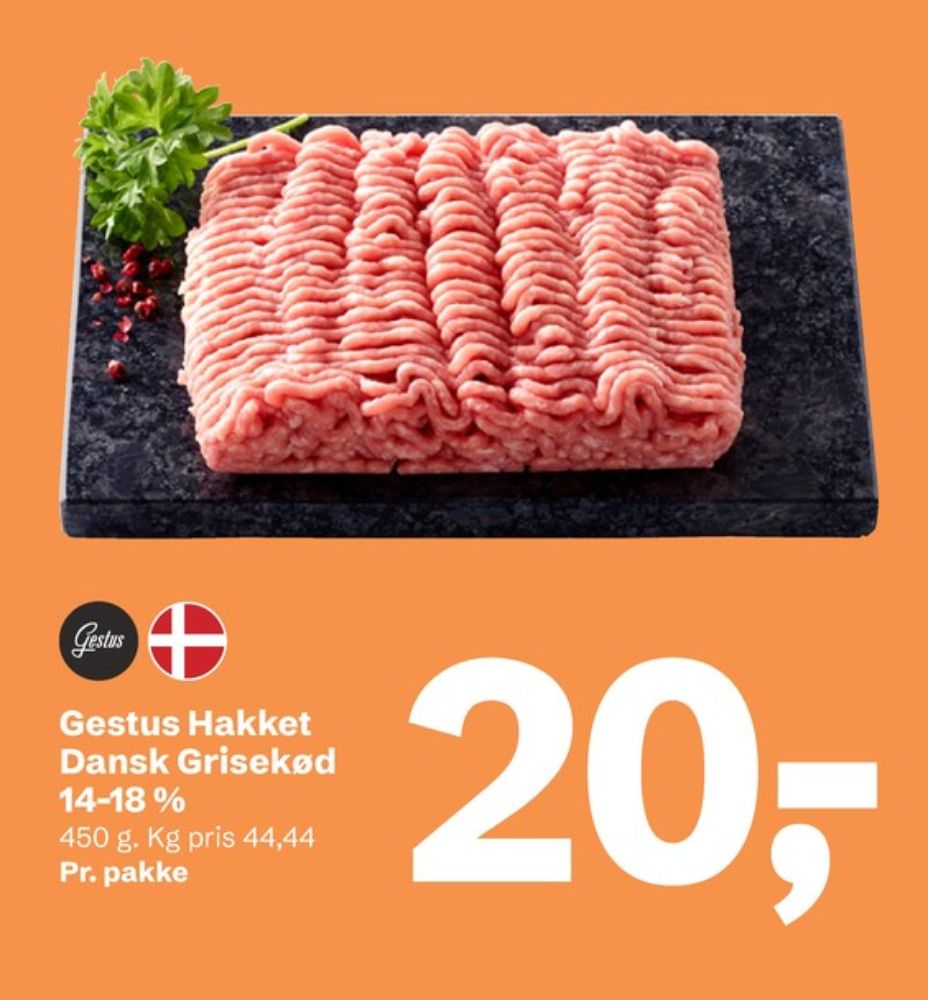 Gestus, Hakket grisekød 14-18%