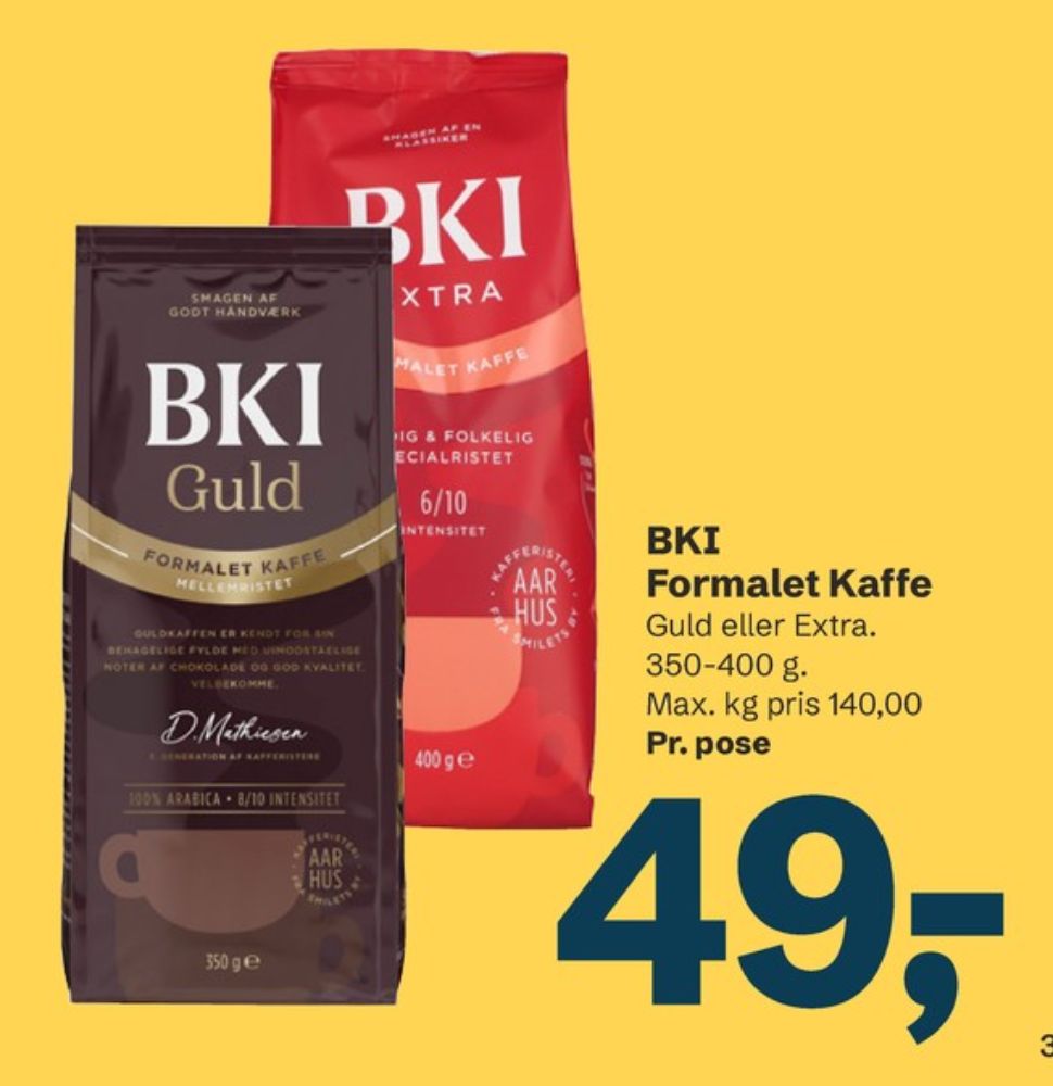 BKI Extra Specialristet, Kaffe Formalet