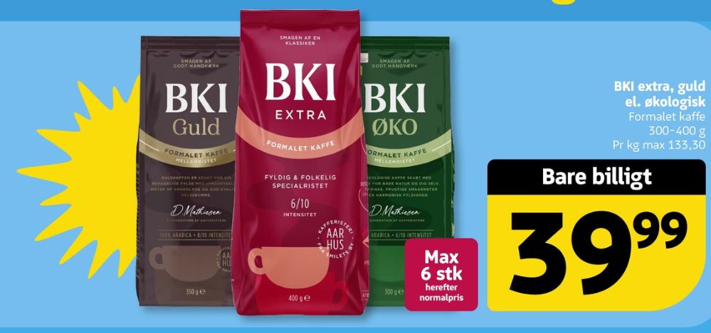 BKI Extra Specialristet, Kaffe Formalet