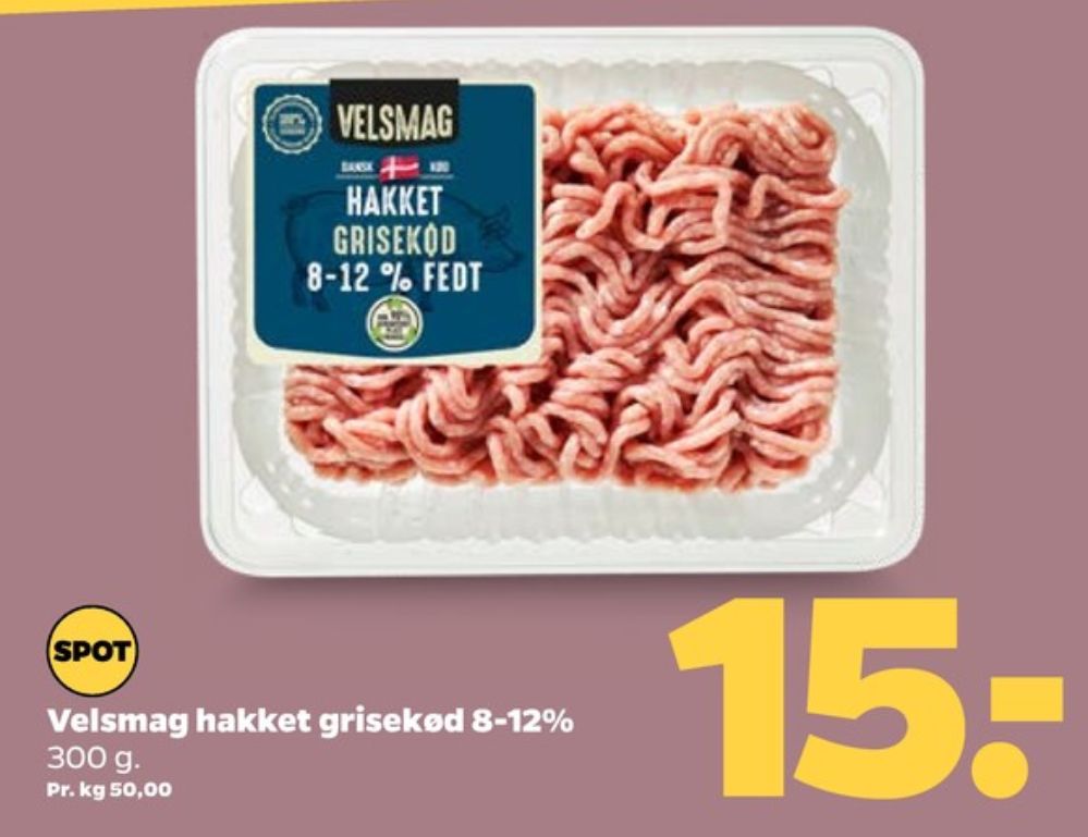 Velsmag, Hakket grisekød 8-12%
