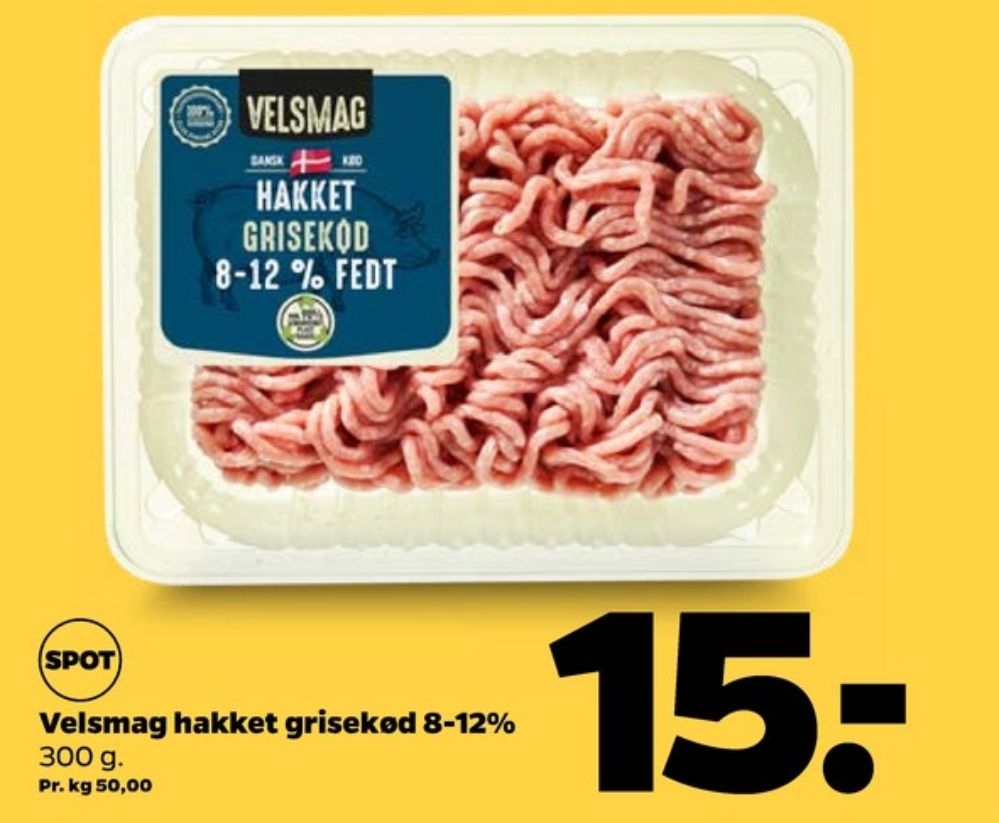 Velsmag, Hakket grisekød 8-12%