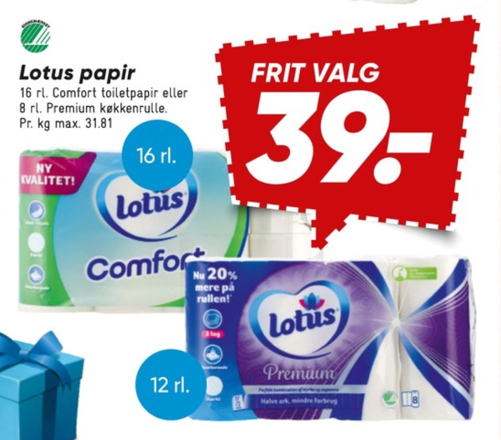 Lotus Comfort, Toiletpapir