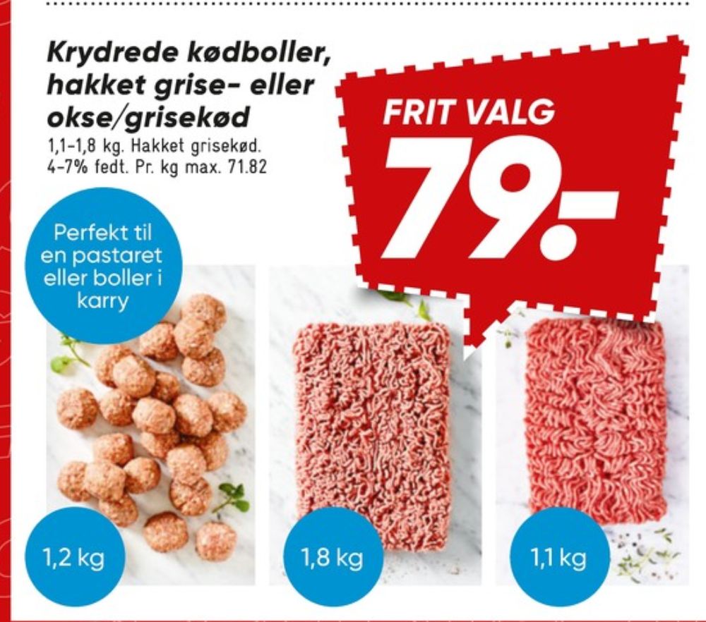 Hakket grise og oksekød 4-7%