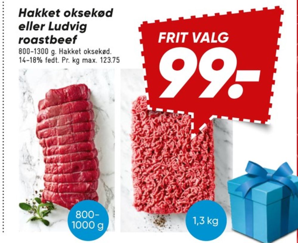 Hakket oksekød 14-18%