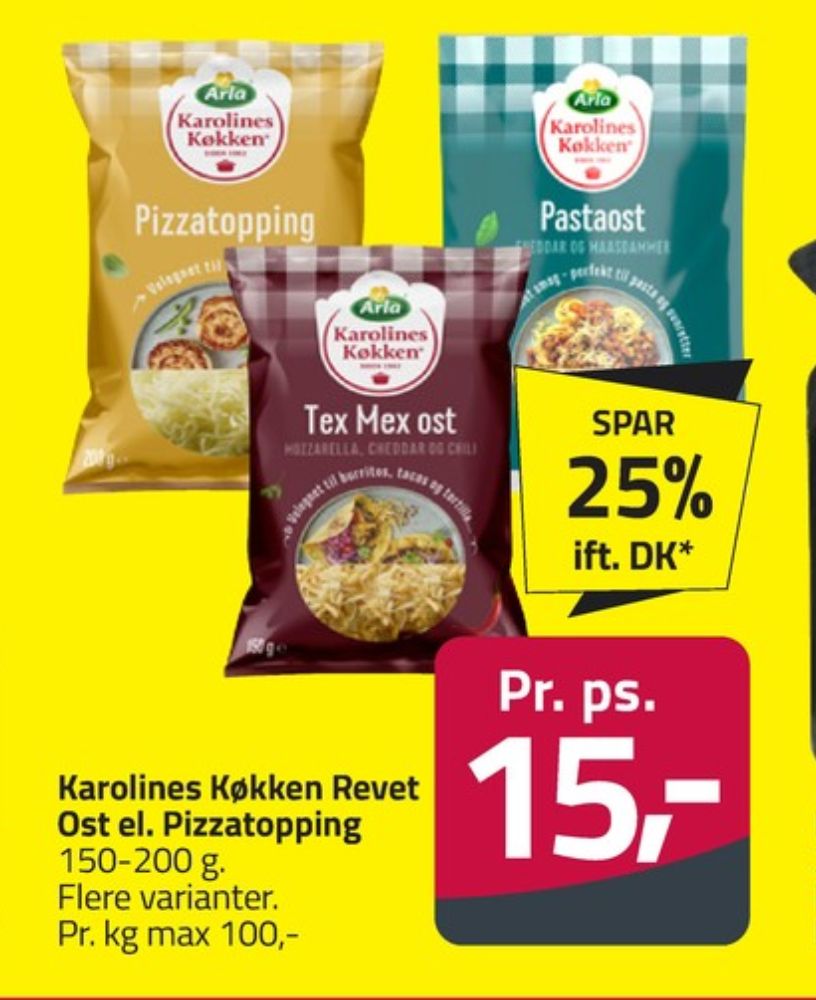 Karolines, Revet ost Pizzatopping