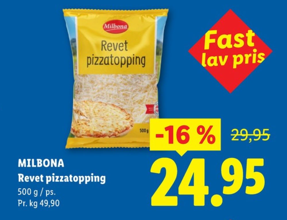 Milbona, Revet ost Pizzatopping