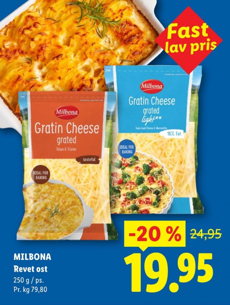 Milbona, Revet ost Gratin Cheese light